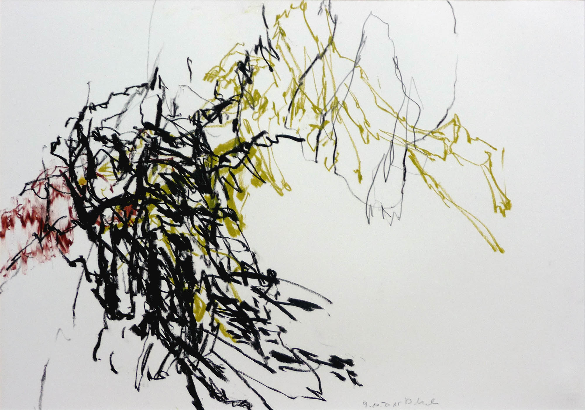 Verwurzelt, 2015, Ölpastell und Bleistift auf Papier, 36,5 x 51 cm © Dieter Konsek